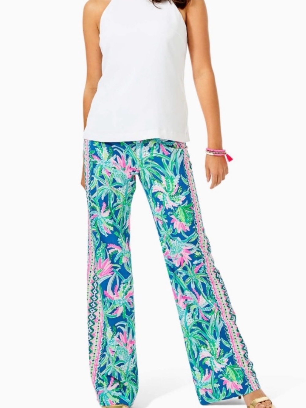 NWT Lilly Pulitzer Bal Harbour palazzo pants featured in Macaw Blue SIZE L